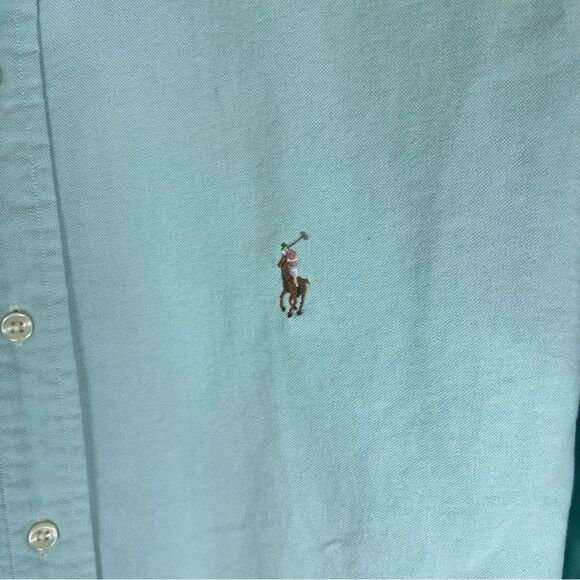 Ralph Lauren Men’s Classic Fit Blue Green Pastel Button Down Size Large - Picture 3 of 6
